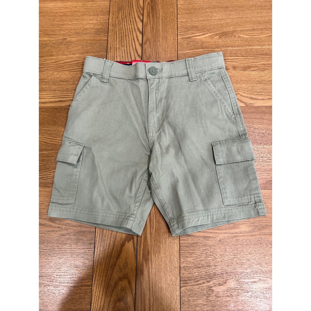 Levi's Boys Utility Cargo Shorts Size 8 Green Comfort Stretch Adjustable‎ Waist
